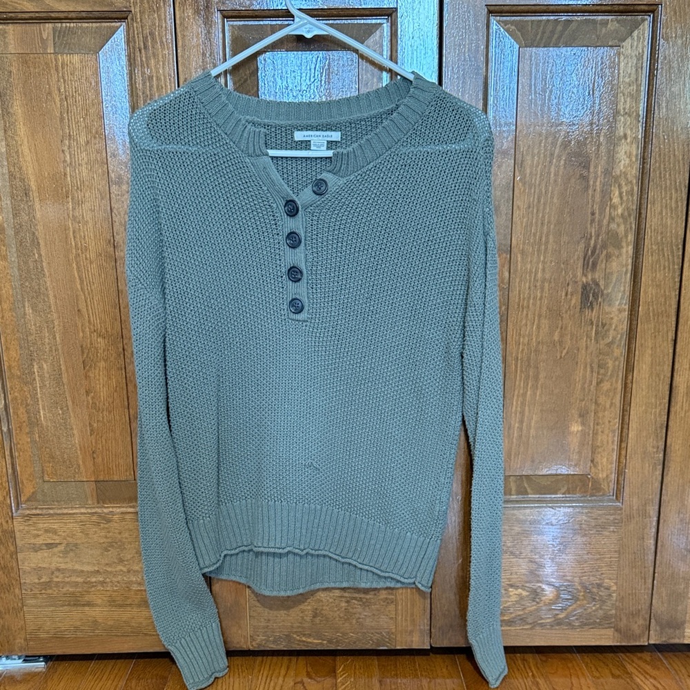 Olive Green Button-Up Sweater